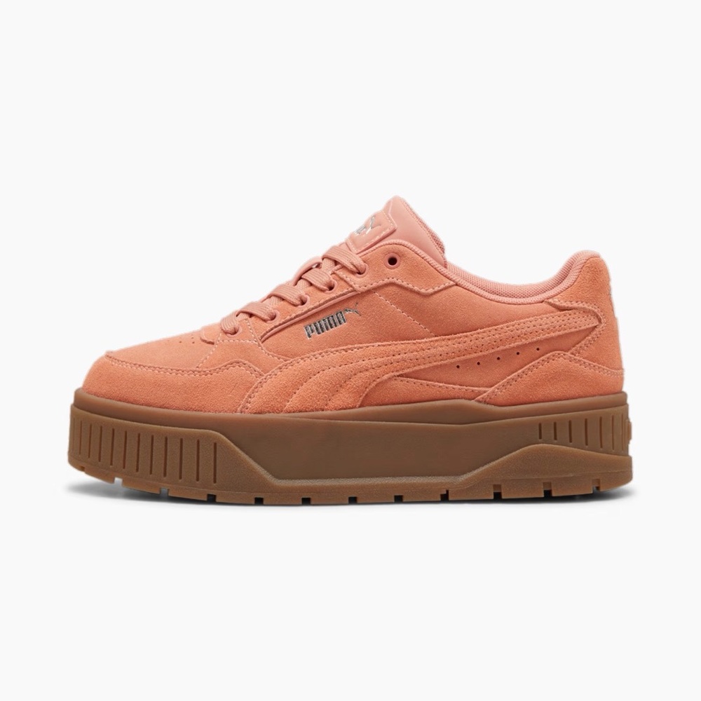PUMA Women's Karmen ll Idol Platform Suede Sneaker in Peach and Gum